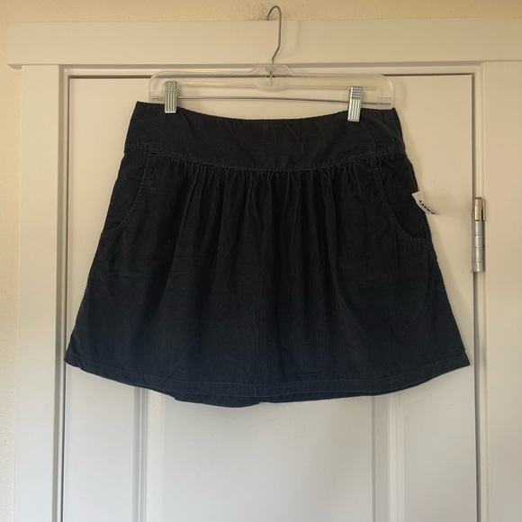 Y2K Navy Blue Corduroy Mini Skirt with zipper - Picture 2 of 5